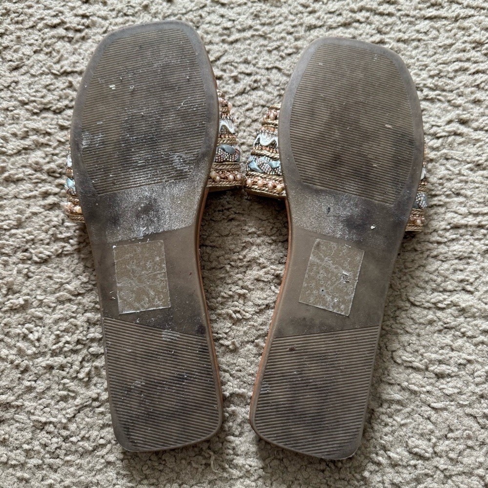 Steve Madden Thread Sandals Size 8 Womens Slide Square Toe Slip-On Shoes - Picture 4 of 6